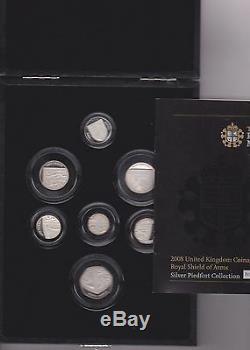 2008 Royal Shield Of Arms Piedfort Silver Proof 7 Coin Set With Certificate
