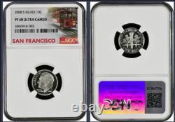 2008-S 14-coin Silver Proof Set NGC Graded PF68 Ultra Cameo Cable Car label