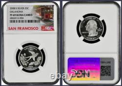 2008-S 14-coin Silver Proof Set NGC Graded PF68 Ultra Cameo Cable Car label