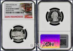 2008-S 14-coin Silver Proof Set NGC Graded PF68 Ultra Cameo Cable Car label