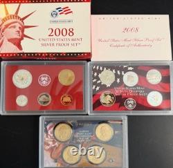 2008-S US Mint Silver Proof Set 14 Coins with COA & OGP