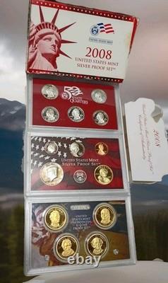 2008 S U. S. Mint Complete SILVER PROOF SET with OGP Box And COA 14 Coins