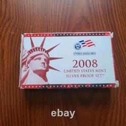 2008 Silver Proof Set With Coa Spot Free Beautiful Coins