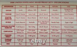 2008 Silver Proof Set With Coa Spot Free Beautiful Coins