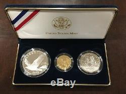 2008 U. S. Mint Bald Eagle Commemorative 3-Coin Proof Set withBox EN556 Gold/Silver