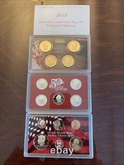 2008 United States Mint Silver Proof Set, COA, Box, 14 Coins