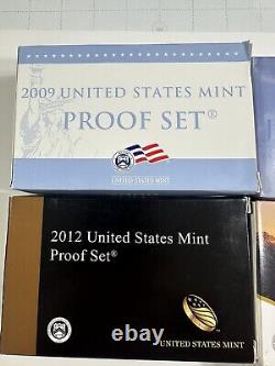 2009-2015 United States Mint Proof Sets. All COAs And Boxes