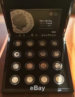 2009 Royal Mint 16 Coin Silver Proof Fifty Pence Piece 50p Set Inc Kew Gardens