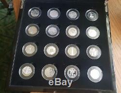 2009 Royal Mint 16 Coin Silver Proof Fifty Pence Piece 50p Set Inc Kew Gardens