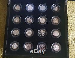 2009 Royal Mint 16 Coin Silver Proof Fifty Pence Piece 50p Set Inc Kew Gardens