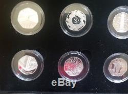 2009 Royal Mint 16 Coin Silver Proof Fifty Pence Piece 50p Set Inc Kew Gardens