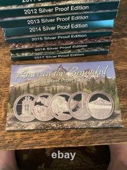 2010-2017 America the Beautiful SF Mint Silver Proof 40 Quarter Set OGP