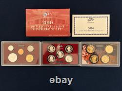 2010 S U. S. Mint Complete SILVER PROOF SET with OGP Box And COA 14 Coins