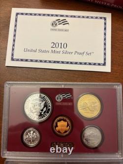 2010 S U. S. Mint Complete SILVER PROOF SET with OGP Box And COA 14 Coins