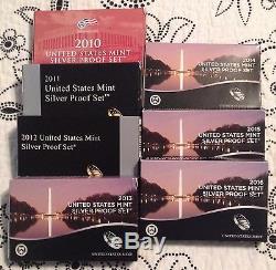 2010 Thru 2016 United States Mint Silver Proof Sets