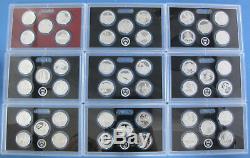 2010 thru 2016 2017 and 2018 Silver Proof America the Beautiful 45 coin Box Set