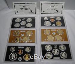 2011 & 2012 United States Mint Silver Proof Set COA