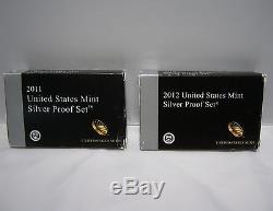 2011 & 2012 United States Mint Silver Proof Set COA
