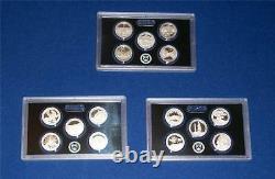2011 2012 and 2013 Silver Proof Quarter Sets NO Box/COA -FIFTEEN COINS-3 Sets