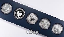 2011 25th Anniversary Silver Eagle Set in OGP all 5 coins and Reverse Proof