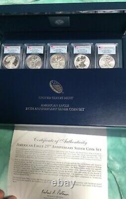 2011 American Eagle 25th Anniversary Silver Coin Set PCGS First Strike OGP COA