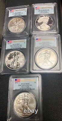 2011 American Eagle 25th Anniversary Silver Coin Set PCGS First Strike OGP COA