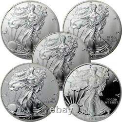 2011 American Silver Eagle 25th Anniversary Silver 5 Coin Set (withBox and COA)