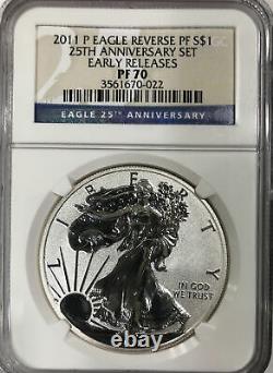 2011-P Early Releases Reverse Proof Silver Eagle 25th anniversary set NGC PF70