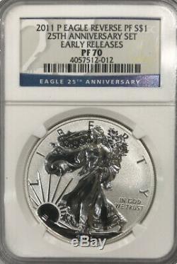 2011-P Reverse Proof Silver Eagle 25th anniversary set NGC PF70