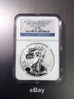 2011 P Reverse Proof Silver Eagle Ngc Pf69 Early Releases From 25th Anniv Set
