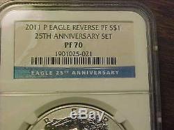 2011 P Silver American Eagle Reverse Proof 25th Anniversary Set Coin Ngc Pf70