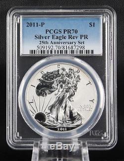 2011 P Silver Eagle Reverse Proof 25th Ann Set PCGS PR 70