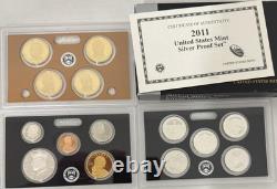 2011-S Complete SILVER Proof Set w Box and COA Free US Shipping