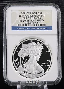 2011 W Silver Eagle Proof 25th Anniversary Set NGC PF 70 Early Releases