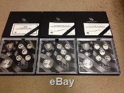 2012 2013 2014 Limited Edition United States US Mint Silver Proof Sets Box & COA