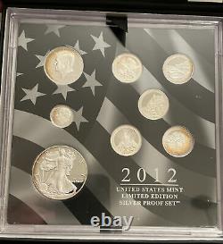 2012 LIMITED EDITION SILVER PROOF SET With BOX & COA FREE U S SHIPPING, Toning