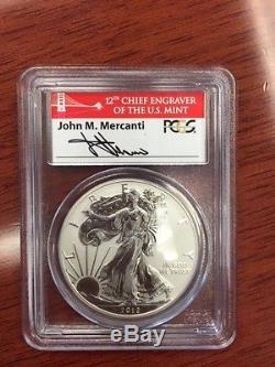 2012-S PCGS PR70 Silver Eagle 2 coin set Reverse proof John Mercanti signed