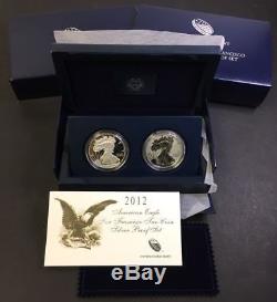 2012-S REVERSE PROOF SILVER EAGLE 2 COIN 75TH ANNIVERSARY SET WithBOX & COA
