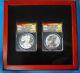 2012-s Reverse & Proof 2 Coin Set Anacs Pr70 Dcam Silver Eagle 1st Day Issue