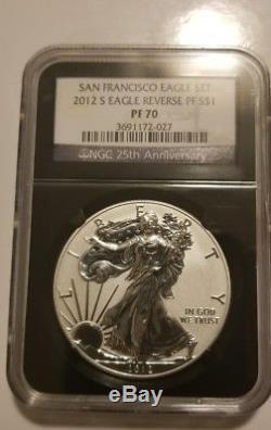 2012 S Reverse Proof Silver Eagle Ngc Pf70 Black Retro From San Francisco Set