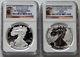 2012-s Sf Proof And Rev Silver Eagle 2-coin Set Pf-70 Ngc Er, Trolley Label Withogp