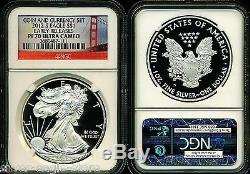 2012 S SILVER PROOF EAGLE NGC PF70 ER COIN AND CURRENCY SET GOLDEN GATE BRIDGE
