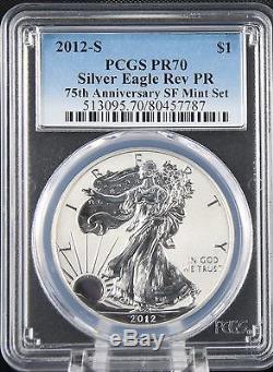 2012 S Silver Eagle Proof 75th Anniversary Set PCGS PR 70 2 Coins