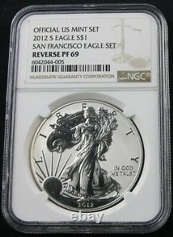 2012 S Silver Eagle Reverse Proof San Francisco Set Ngc Pf 69