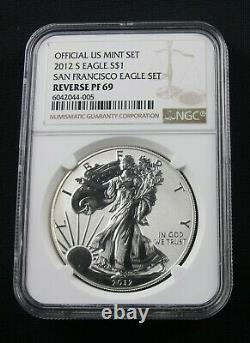 2012 S Silver Eagle Reverse Proof San Francisco Set Ngc Pf 69