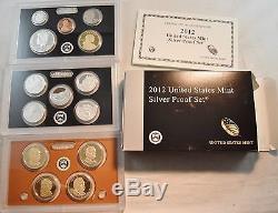 2012 S Silver PROOF Set, ATB National Park Quarters, Scarce Year, U. S. Mint OGP