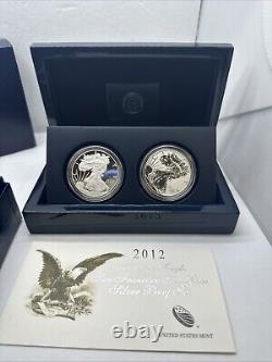 2012 S Two-Coin Silver Proof Set American Eagle San Francisco COA/OGP SR5-4