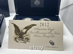 2012 S Two-Coin Silver Proof Set American Eagle San Francisco COA/OGP SR5-4