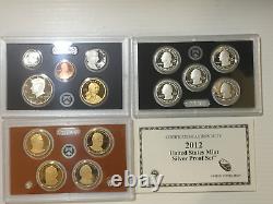 2012 S US Mint Silver Proof 14 Coin Set with Original Box & COA Not Stock Photos