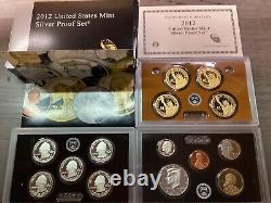 2012-S U. S. Mint Silver Proof 14 Coin Set withOGP COA-102222-12